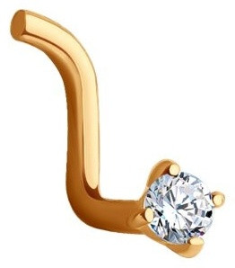 Нострил SOKOLOV для носа вес 0.14 г золото, фианит, фото 1