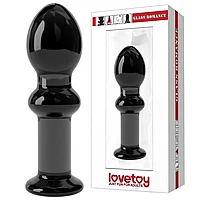 Стеклянный анальный стимулятор, чёрный