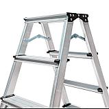 Двусторонняя алюминиевая стремянка  2 X7 ступени, фото 3