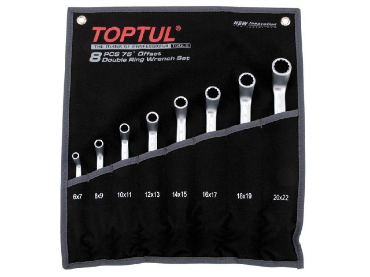 Набор ключей накидн. 6-22мм 8шт (черное полотно) TOPTUL, фото 1