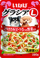 Влажный корм INABA Gracia L для собак Куриное филе с говядиной и 5 видами овощей в желе, паучи 280г