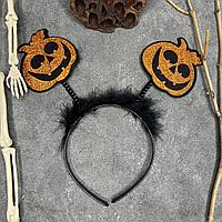 Ободок для праздника Halloween c ушками 25х20см Тыквы золотые