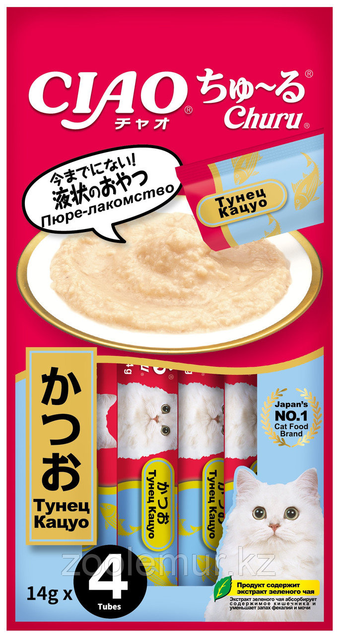 Лакомство-пюре CIAO Churu пюре для кошек Тунец Кацуо 14г * 4шт, фото 1
