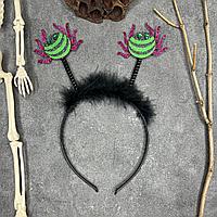 Ободок для праздника Halloween c ушками 25х20см Пауки