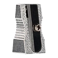 Точилка DELI "39761" металлическая, 1 отверстие, скошенный корпус, серебро