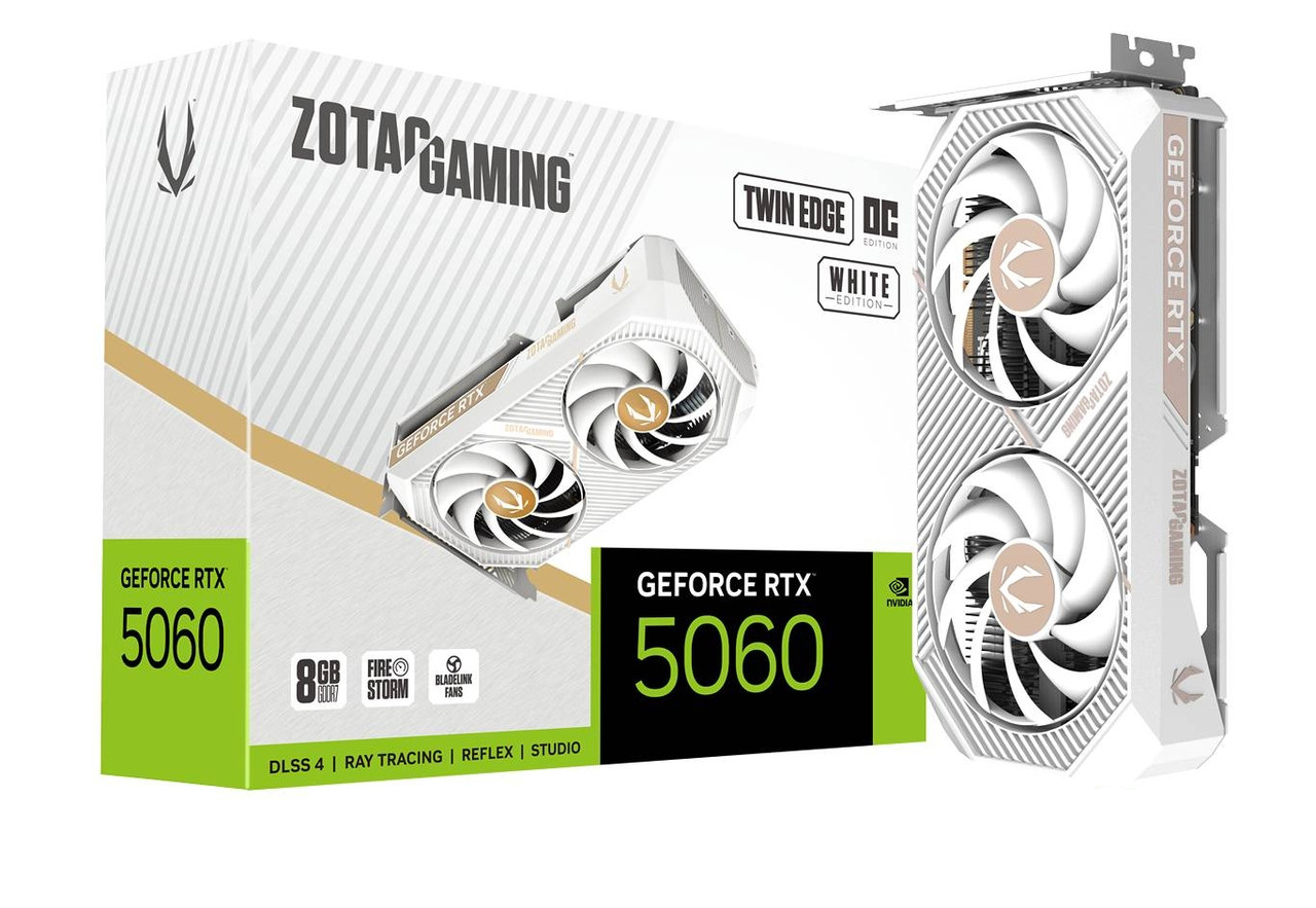 Видеокарта ZOTAC RTX 5060 TWIN EDGE WHITE OC, 8 GB (ZT-B50600Q-10M)