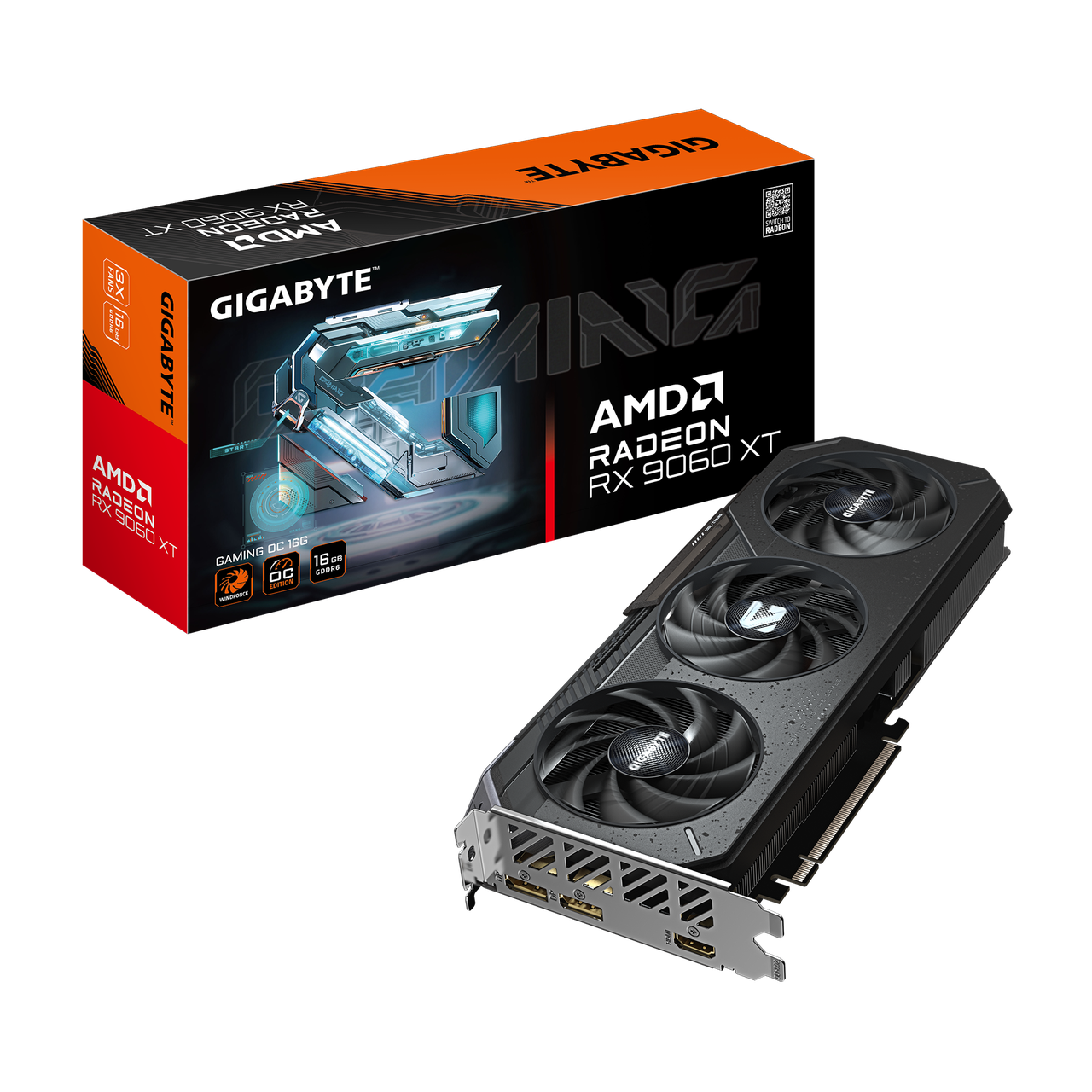 Видеокарта GIGABYTE AMD Radeon 9060 XT GAMING OC, 16 GB (GV-R9060XTGAMING OC-16GD)