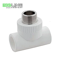 Тройник комбинированный с наруж.резьбой 20*1/2, белый РТП