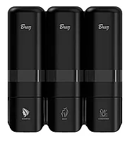 Настенный тройной дозатор для душевых помещений BREEZ S-8183 чёрный (250мл. x3)