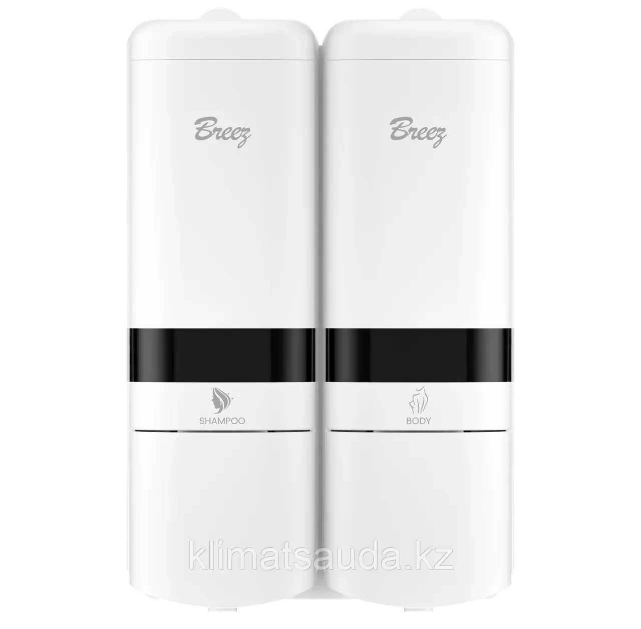 Настенный двойной дозатор для душевых BREEZ S-8162 белый, фото 1