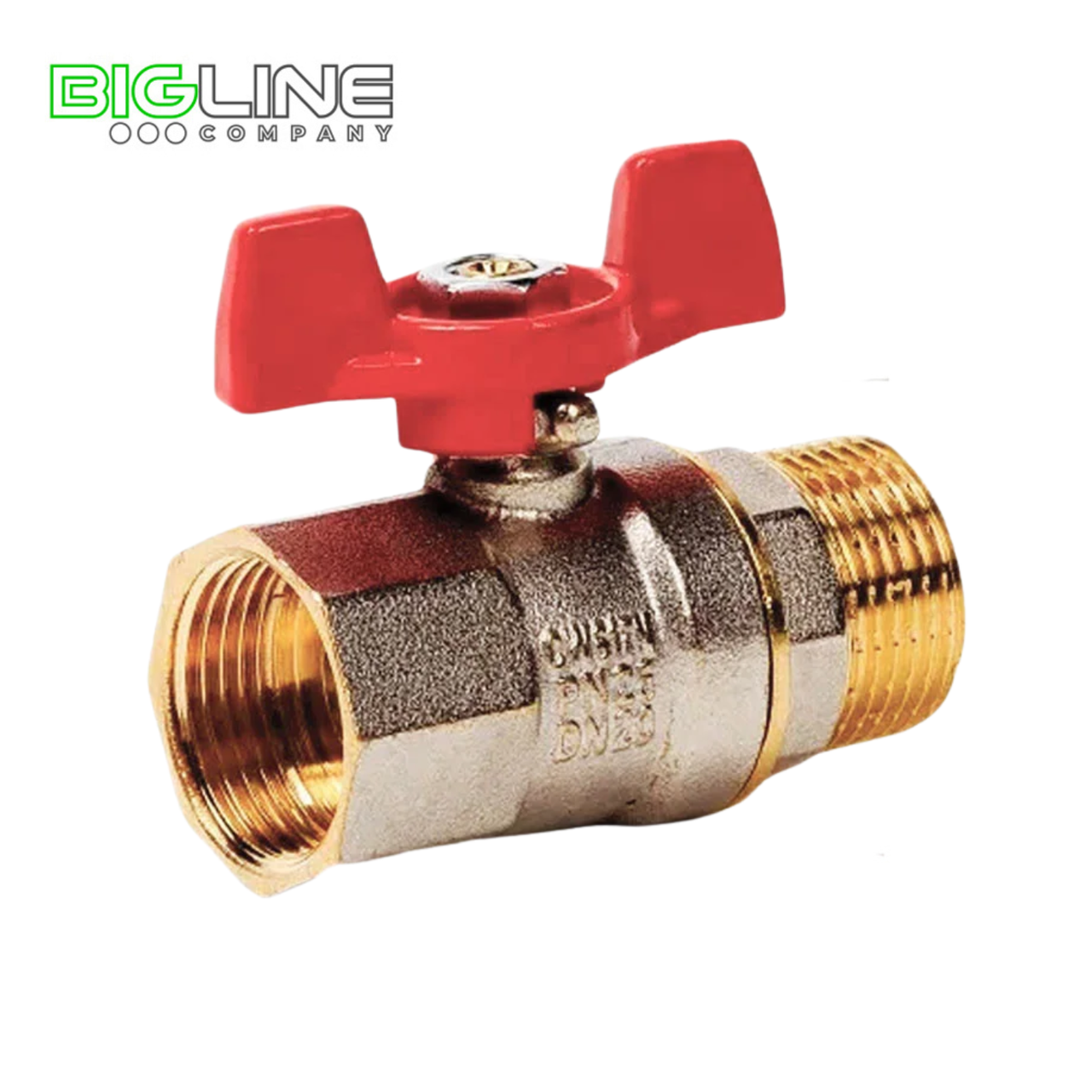 Кран шаровой латунь 3/4 PN25 никель ВР/НР бабочка РТП (10/60)