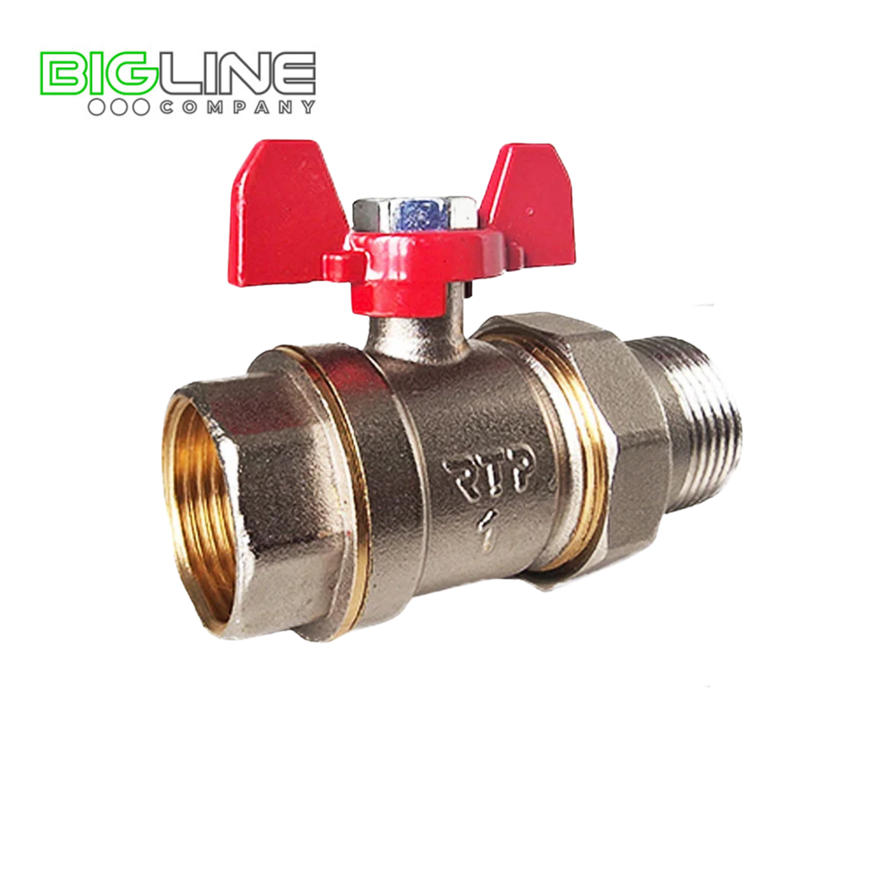 Кран шаровой латунь 1/2 PN40 никель ВР/НР американка бабочка РТП (1/60)