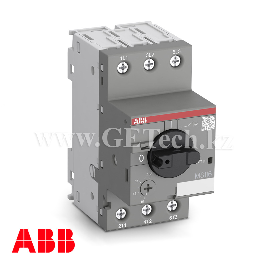 Автомат защиты электродвигателя ABB MS116-2.5 / MS116-4.0 / MS116-6.3 (Автоматический выключатель для двигателя, 1,6–6,3A, 50кА), фото 1