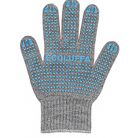 Рабочие Перчатки ECOLUFFA ХБ с ПВХ (5 нитка, вес 44-45 гр) СЕРЫЕ
