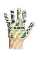 Рабочие Перчатки ECOLUFFA ХБ с ПВХ (5 нитка, вес 44-45 гр) Белые