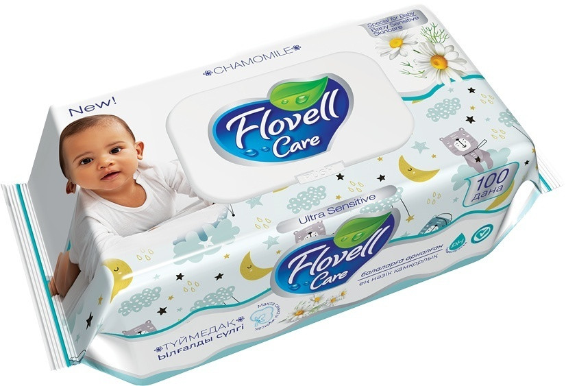 Салфетки влажные Детские Flovell Care 100шт, фото 1