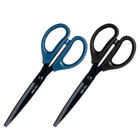 Ножницы DELI, 180 мм, с черным лезвием, пластиковые ручки, цвет ассорти