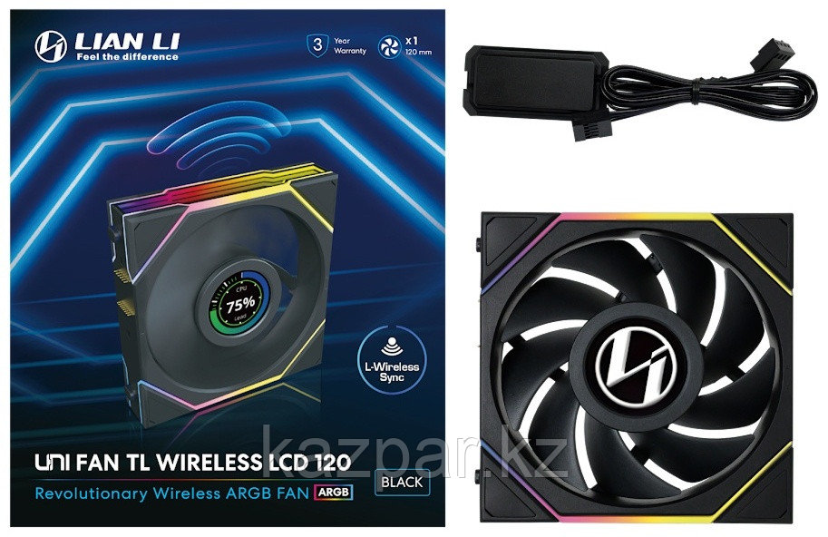 Вентилятор LIAN LI Uni Fan TL Wireless LCD 120 ARGB 12TLLCD1W1B, фото 1