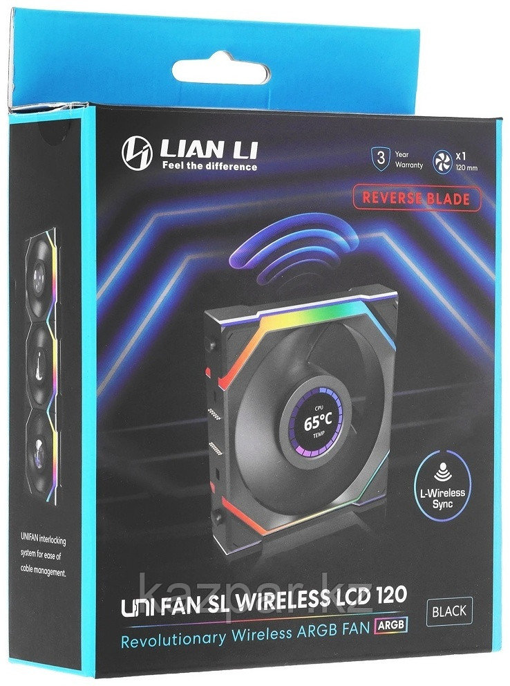 Вентилятор LIAN LI UNI FAN SL WIRELESS LCD 120 Reverse Blade G99.12RSLLCD1W1B.00, фото 1