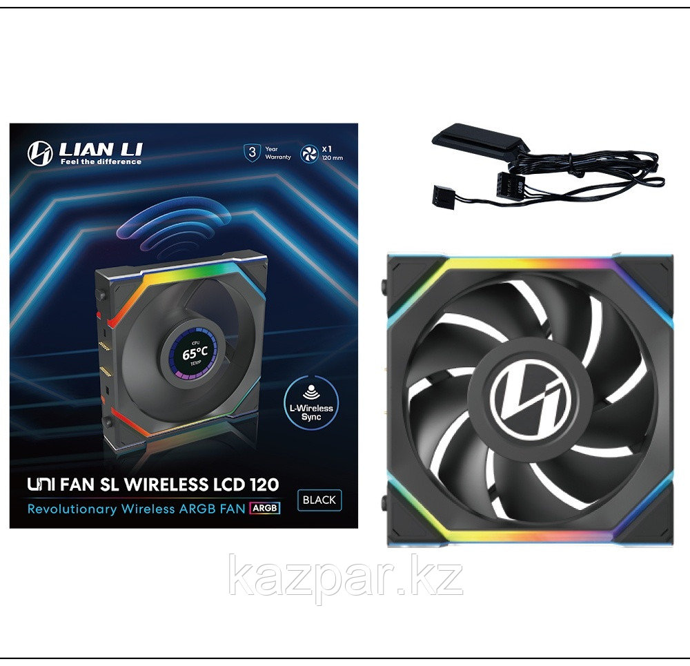 Кулер LIAN LI UNI FAN SL WIRELESS LCD 120mm No controller G99.12SLLCD1W1B.00, фото 1
