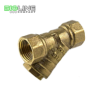 Фильтр сетчатый Y-образный латунь Ду 15 Ру20 в.р со сливной пробкой Aquasfera