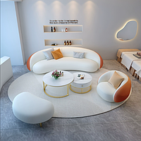 2025, новый светлый диван, роскошный изогнутый магазин одежды, салон красоты, гостиная, небольшой диван для приема