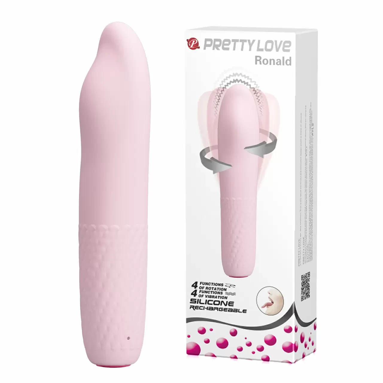 Мини вибратор Ronald с функцией ротации (16*3,6 см.), фото 1