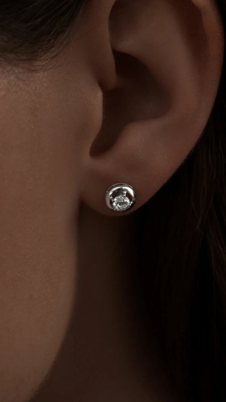 Пусеты с фианитом / 6 мм ( пр. Абая 141 ), фото 1