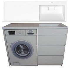 Тумба Амелия София 120  см с раковиной и столешницей правая  над стиральной машиной. РФ