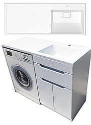 Тумба Амелия Стелла 120  см. с раковиной и столешницей  правая над стиральной машиной. РФ