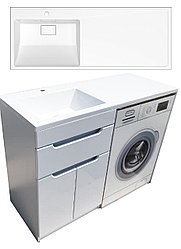 Амелия Рио шкафы 120 см, раковинасы және кір жуғыш машинаның үстіндегі сол жақ үстелі бар. РФ