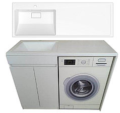 Тумба Амелия с раковиной и столешницей 120  см. (Белая) левая над стиральной машиной. РФ