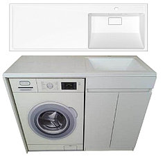 Раковинасы бар Амелия тұғыры және кір жуғыш машинаның үстінде оң жақта 120 см (ақ) үстел үсті. РФ