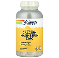 Solaray, кальций, магний и цинк, 250 растительных капсул