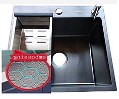 Кухонная мойка 500*500*230*0.8 мм.  AVINA  черный DECOR