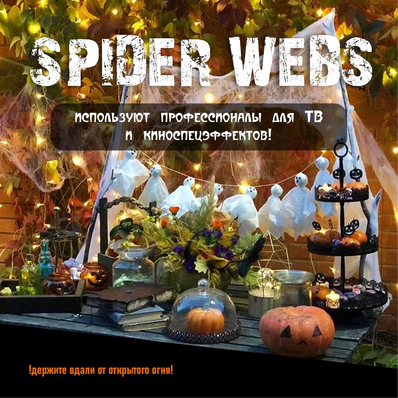 Паутина с декоративными пластиковыми пауками