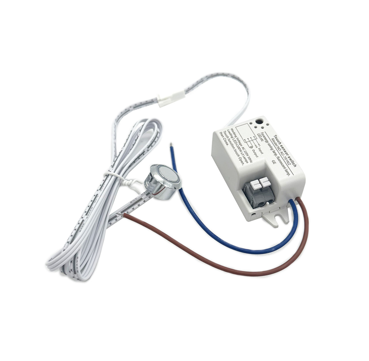 Контроллер AC-701KZ серебро 220V 100W TOUCH SENSOR кнопка врезная on/off (от касания), фото 1