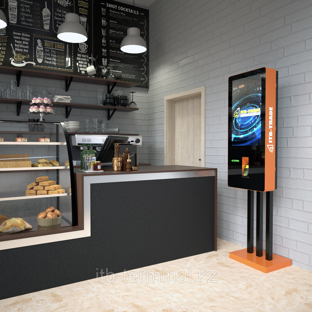 Электронный кассир 32" с фасадным стеклом на ножке, фото 1