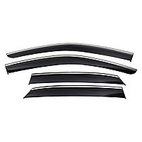 Дефлекторы окон (Ветровики) для Kia Seltos 2020+ с металлическим молдингом (Китайская сборка)