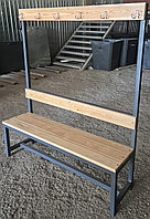 Скамейка для раздевалки и гардероба с крючками для одежды (L=1,5м)