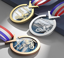 Медаль наградная спортивная с направленной стрелкой YCZ-0003 ("золото" / "серебро" / "бронза" )