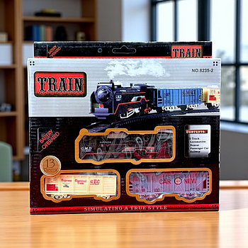 Помятая упаковка!!! 8235-2 Поезд с 2 вагонами + дорога (батарейки) 25*23см