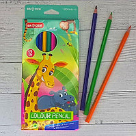 Карандаши цветные трехгранные 12шт BD8o62-12 Животные