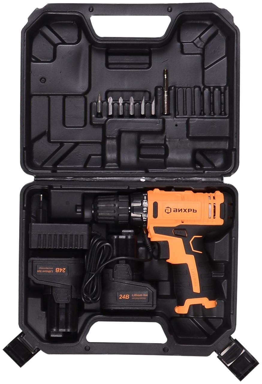Дрель-шуруповерт аккумуляторная ударная ДА-24Л-2кУ (2,0 А/ч) (ударный) Вихрь, фото 1