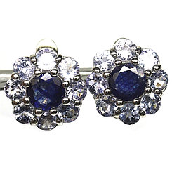 Серьги с натуральными Сапфирами и Танзанитами