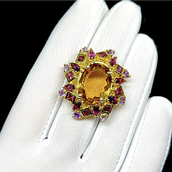 Шикарное кольцо с натуральным Цитрином