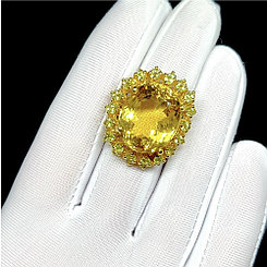 Шикарное кольцо с натуральным Цитрином