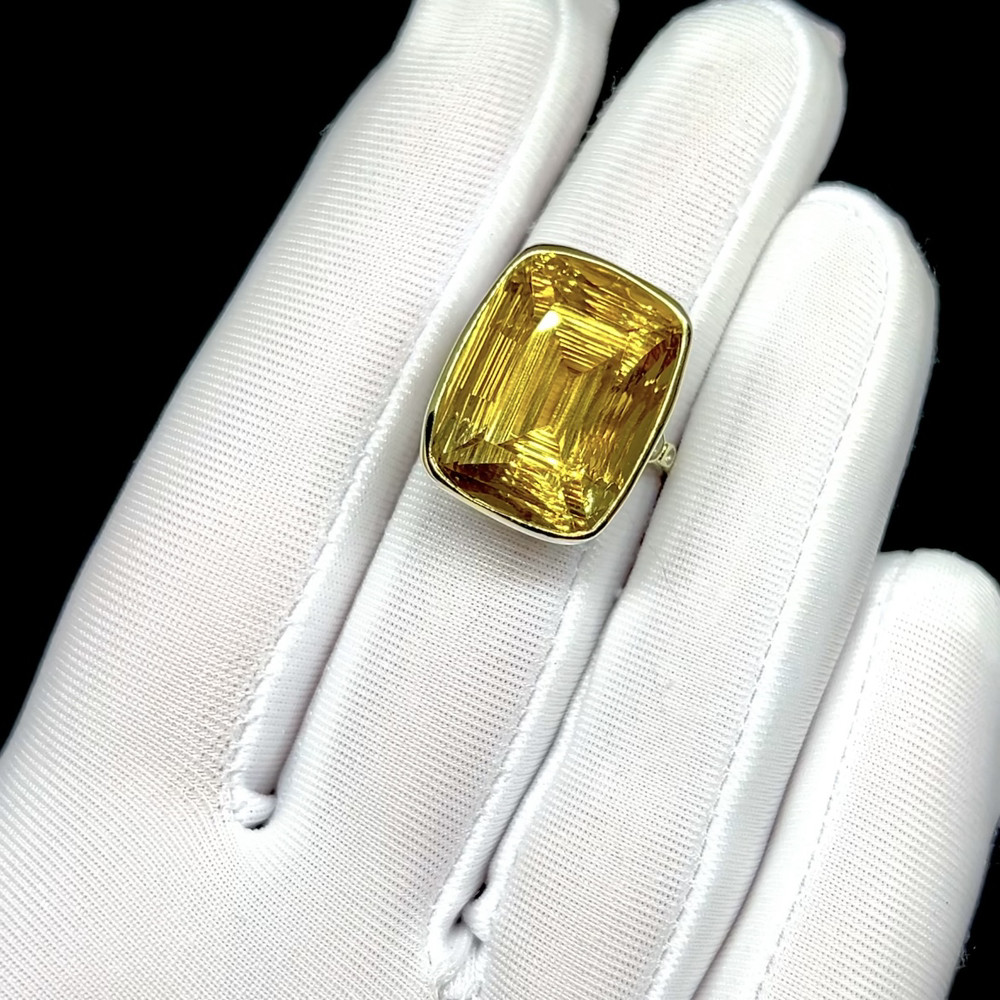 Шикарное кольцо с натуральным Цитрином, фото 1