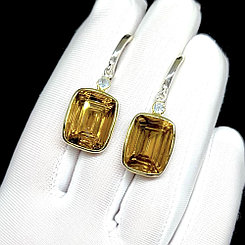 Серьги с натуральным Цитрином. эксклюзив