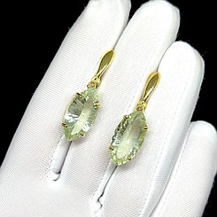 Серьги с натуральным Зеленым Аметистом. эксклюзив
